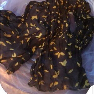 SHEER BLACK/GOLD SCARF • 57” x 12”